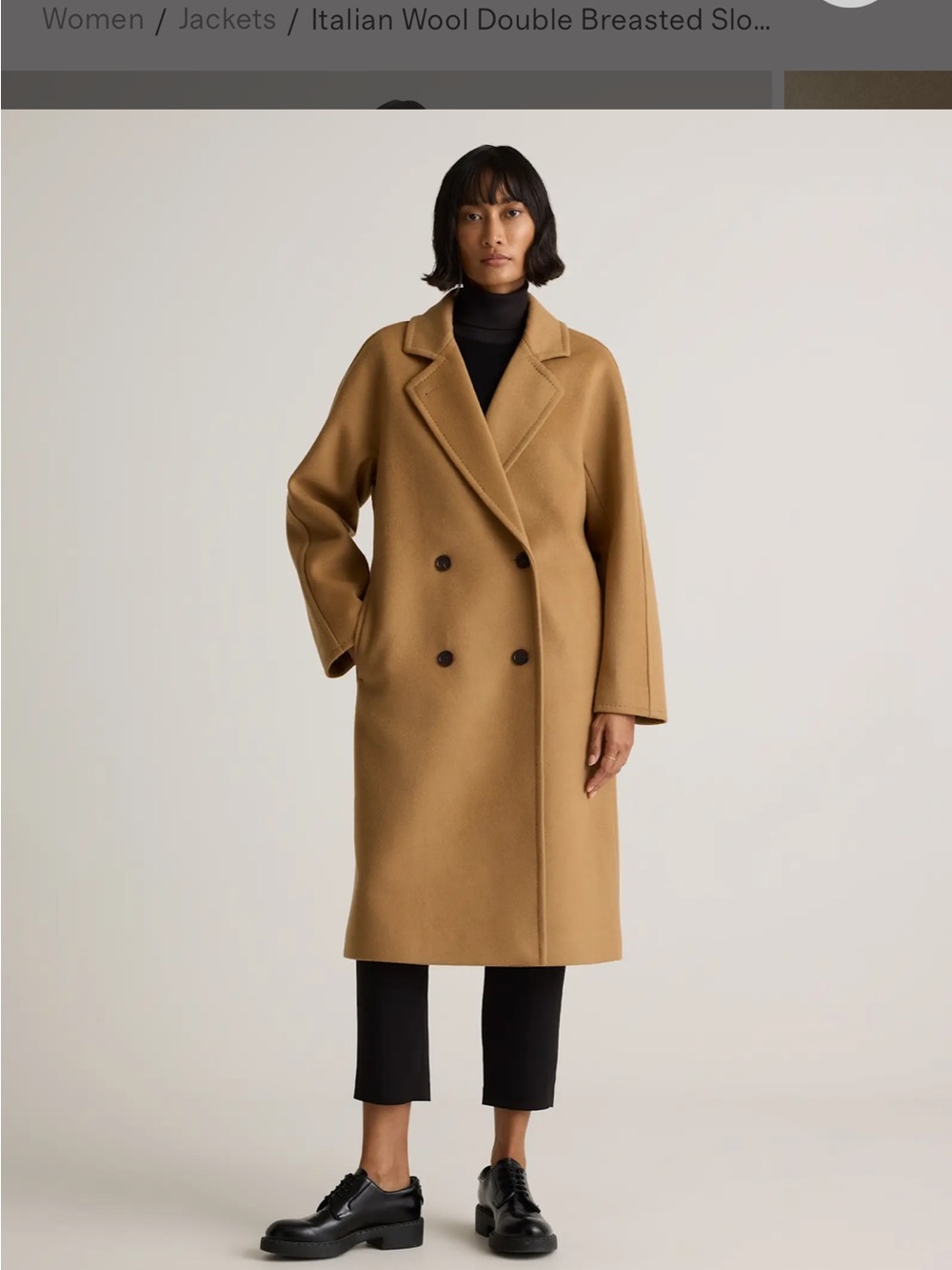 Quince Italian Wool Double Breasted Slouch Coat